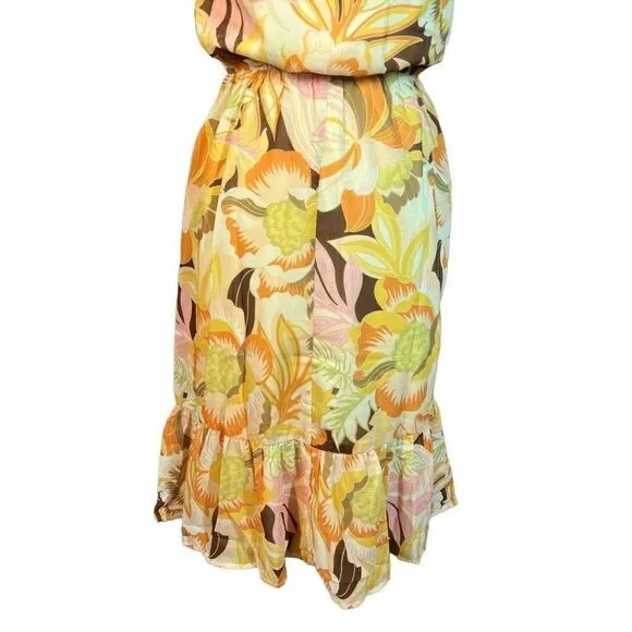 💜 3/$30 6/$50 Collective Concepts yellow floral sleeveless dress crochet straps