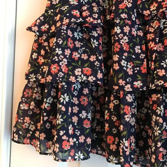 🌷 NEW Michael Kors Georgette Floral Tiered Ruffle Mini Skirt size M