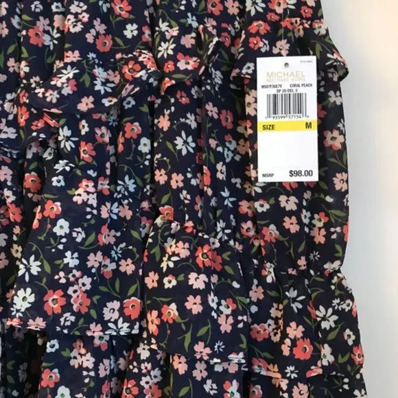 🌷 NEW Michael Kors Georgette Floral Tiered Ruffle Mini Skirt size M