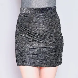 144. MAJE Ruched Metallic Lurex Mini Skirt NWT Sz 38