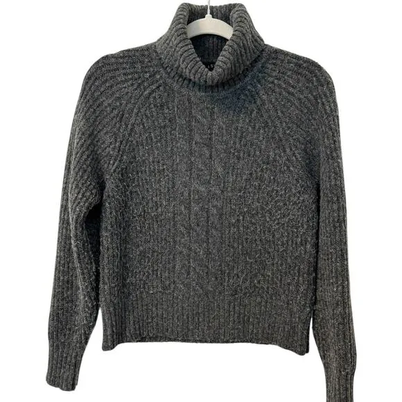 1.State  Back Cutout Turtleneck Sweater - Heather Grey