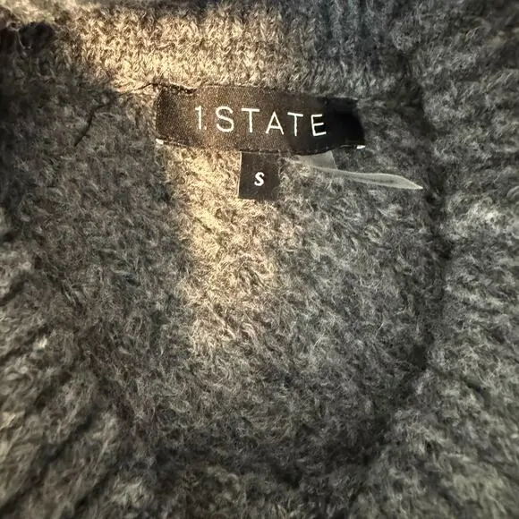 1.State  Back Cutout Turtleneck Sweater - Heather Grey