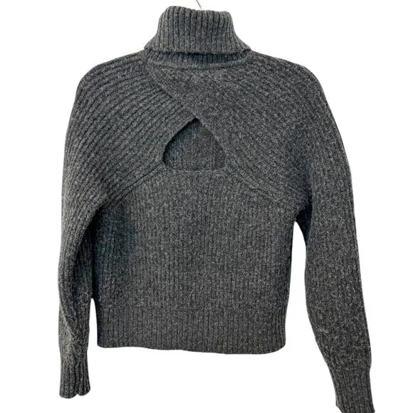 1.State  Back Cutout Turtleneck Sweater - Heather Grey