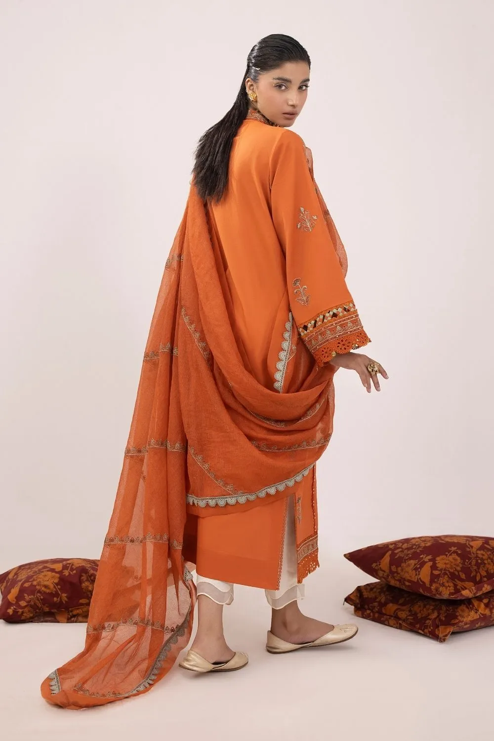 3PC Unstitched | Embroidered Lawn Suit | Cotton Net Dupatta