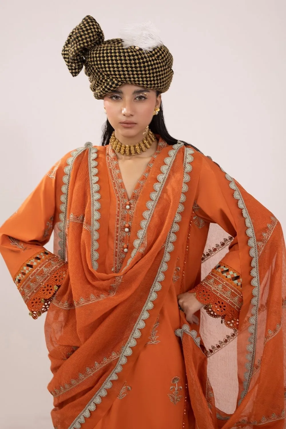 3PC Unstitched | Embroidered Lawn Suit | Cotton Net Dupatta