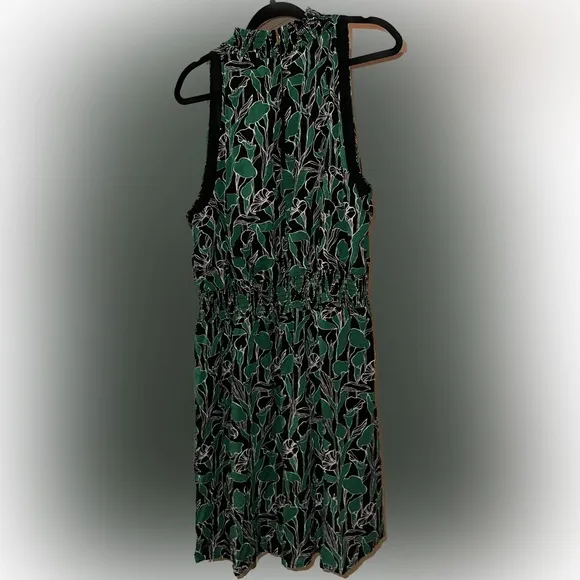A New Day Black and Green Floral Sleeveless Halter Neck Dress Size XXL