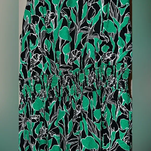 A New Day Black and Green Floral Sleeveless Halter Neck Dress Size XXL