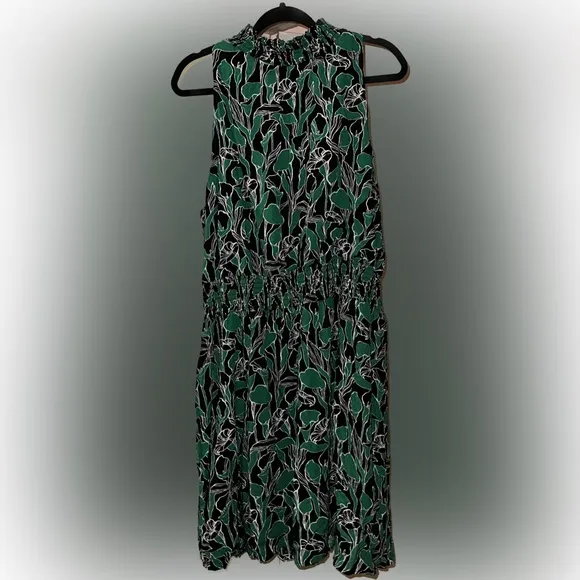 A New Day Black and Green Floral Sleeveless Halter Neck Dress Size XXL