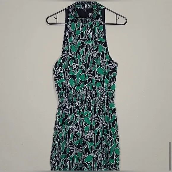 A New Day Black and Green Floral Sleeveless Halter Neck Dress Size XXL