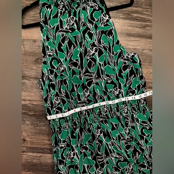A New Day Black and Green Floral Sleeveless Halter Neck Dress Size XXL