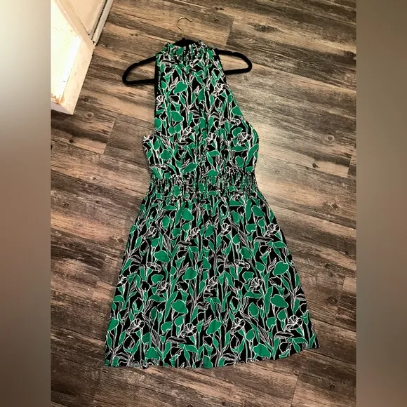 A New Day Black and Green Floral Sleeveless Halter Neck Dress Size XXL
