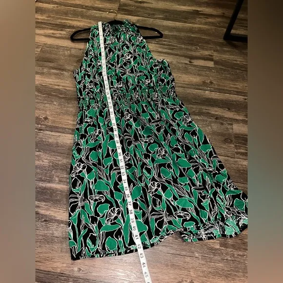 A New Day Black and Green Floral Sleeveless Halter Neck Dress Size XXL