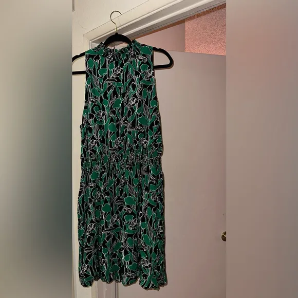 A New Day Black and Green Floral Sleeveless Halter Neck Dress Size XXL
