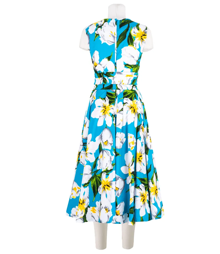 Abelia Dress Aqua Sleeveless Midi Dress