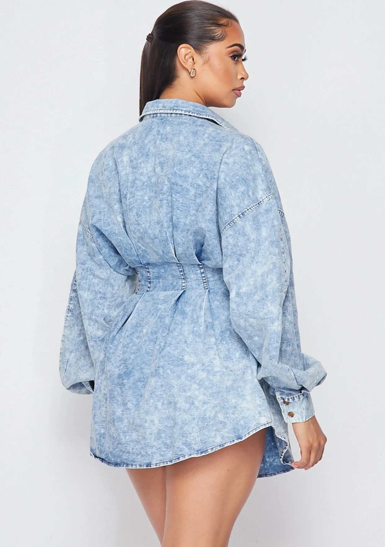 Acid Denim Shirt Dress