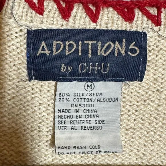 Additions Vintage Silk Cotton Beaded Sweater Vest Size M