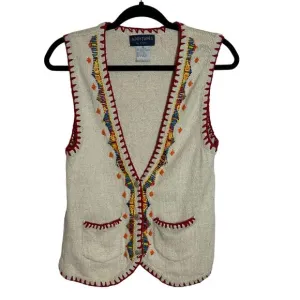 Additions Vintage Silk Cotton Beaded Sweater Vest Size M