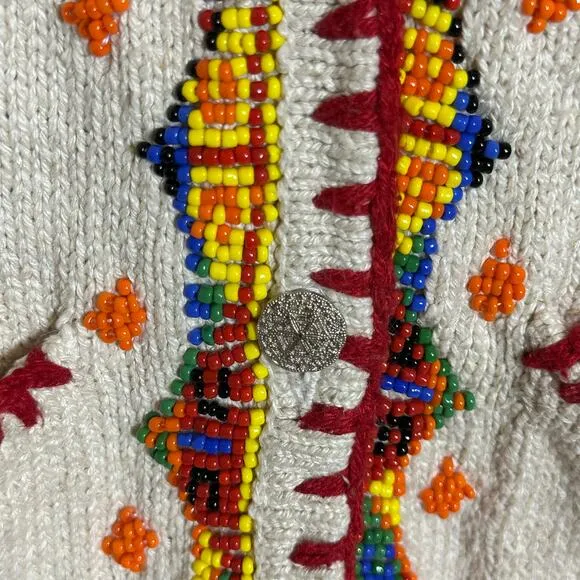 Additions Vintage Silk Cotton Beaded Sweater Vest Size M