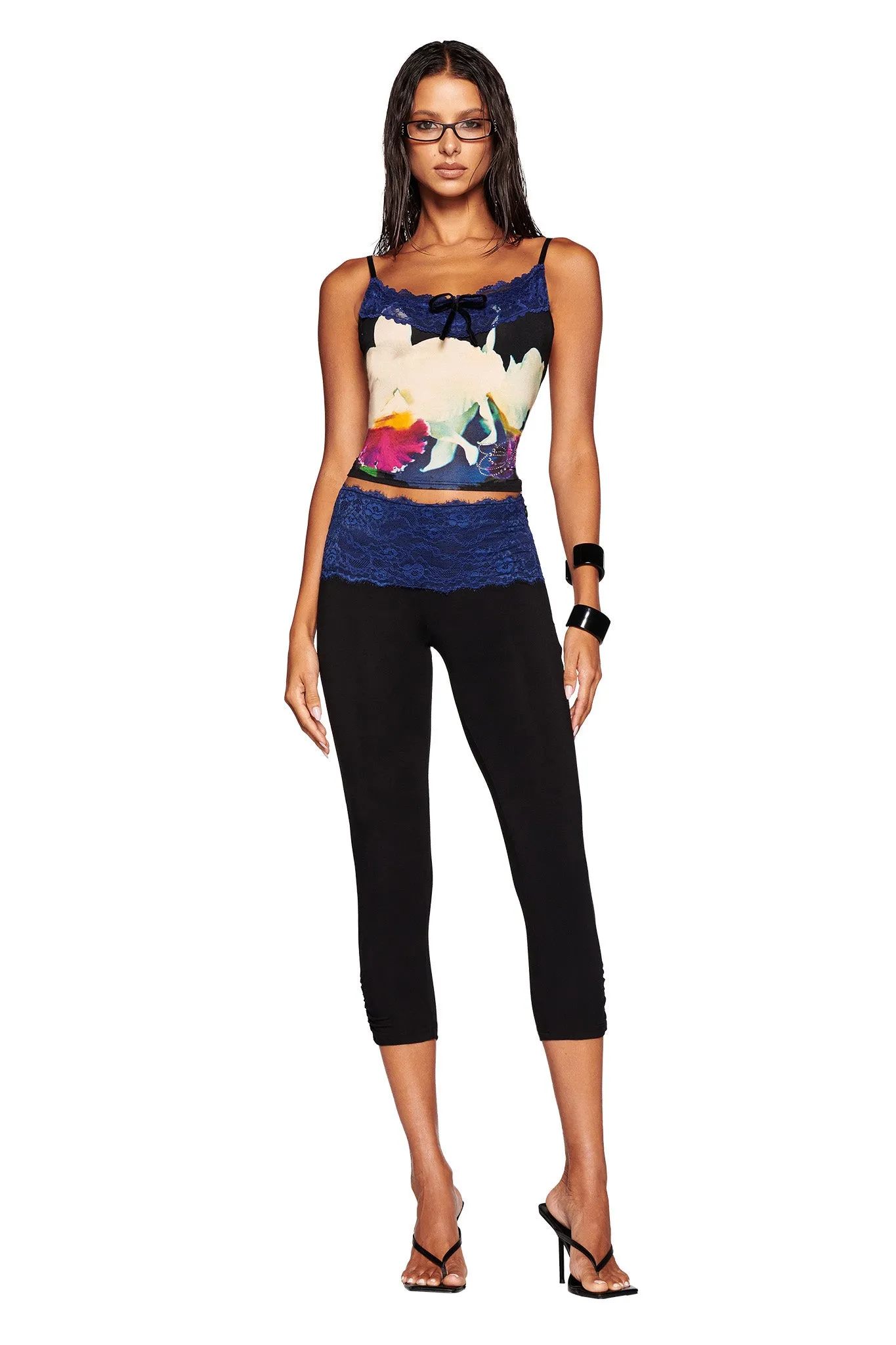 ADELLA CAPRI - BLACK : FLORAL : BLACK ORCHID