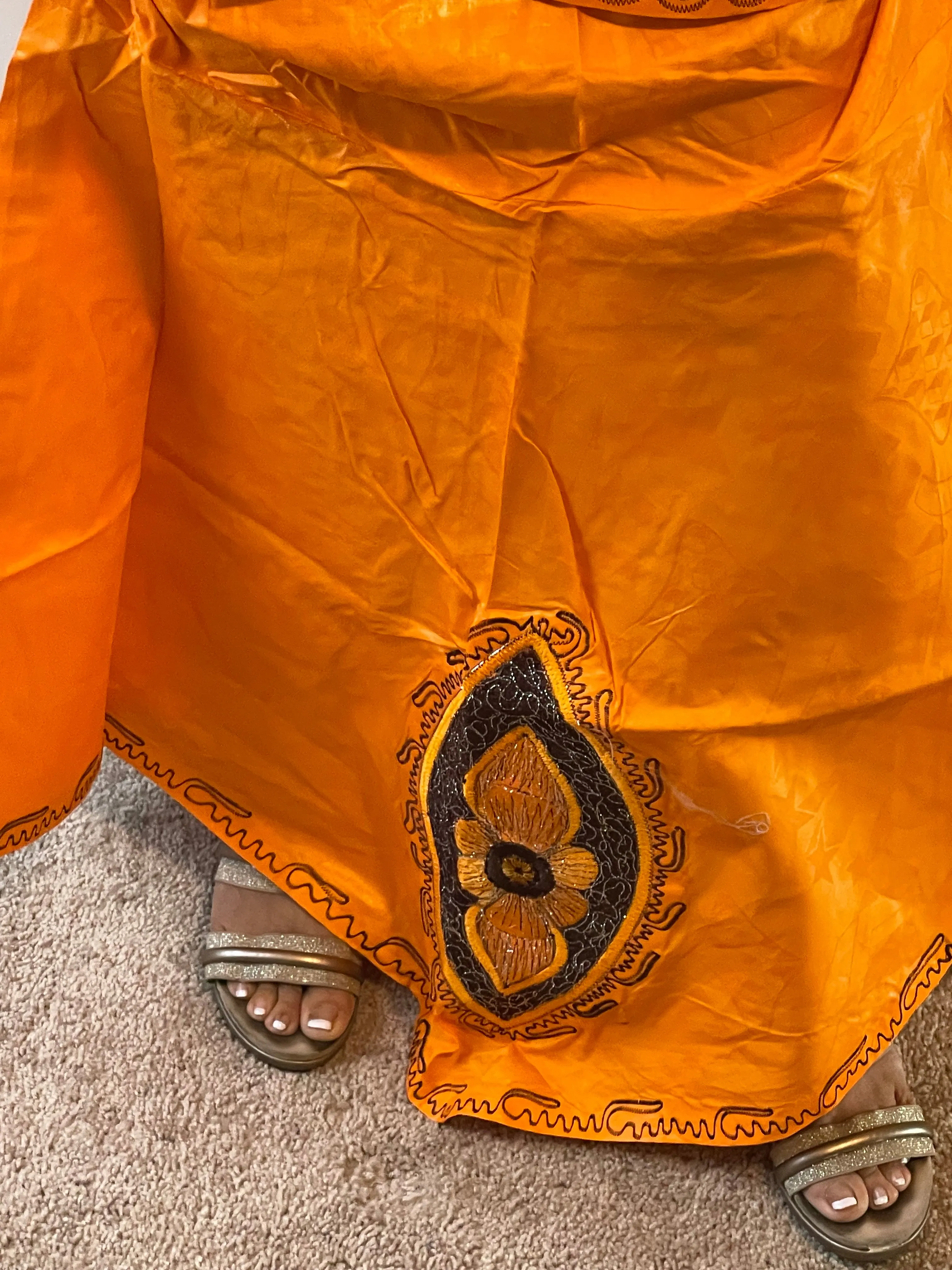 African Skirt Set made in Ghana has an embroidery in Brown color.