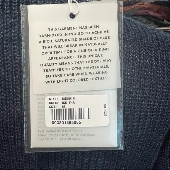 AG Adriano Goldschmied Isk Mock Neck Crop Sweater Blue w/ Gray Trim Size Medium