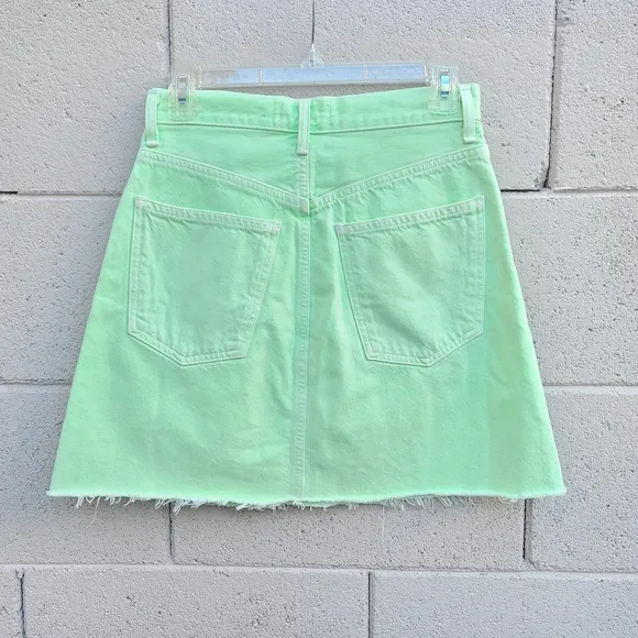 Agolde | Criss Cross Organic Denim Mini Skirt in Lime Green Size 25