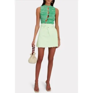 Agolde | Criss Cross Organic Denim Mini Skirt in Lime Green Size 25