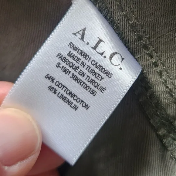 A.L.C. Kai Belted Cargo Mini Skirt Size 8 Army Olive Green Linen Cotton Revolve