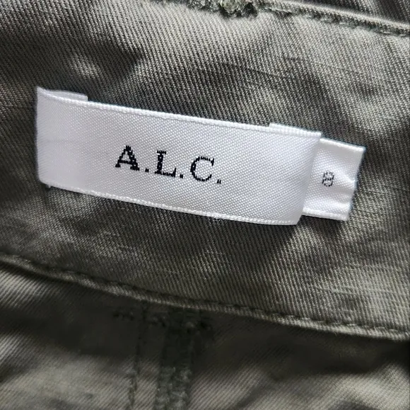A.L.C. Kai Belted Cargo Mini Skirt Size 8 Army Olive Green Linen Cotton Revolve