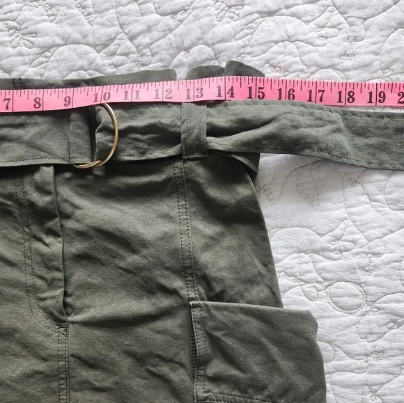 A.L.C. Kai Belted Cargo Mini Skirt Size 8 Army Olive Green Linen Cotton Revolve
