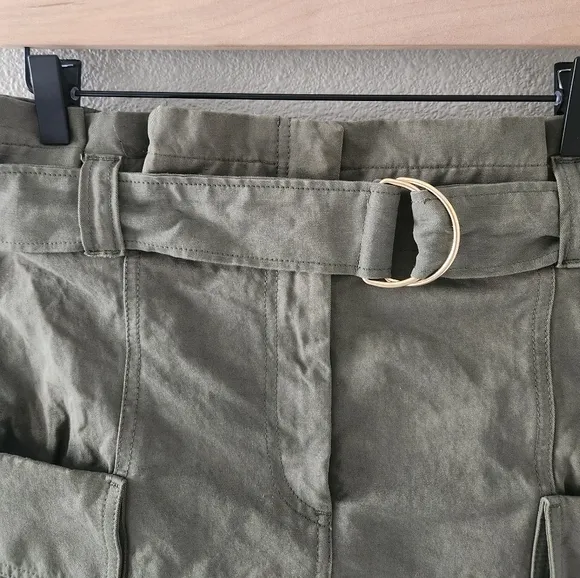 A.L.C. Kai Belted Cargo Mini Skirt Size 8 Army Olive Green Linen Cotton Revolve