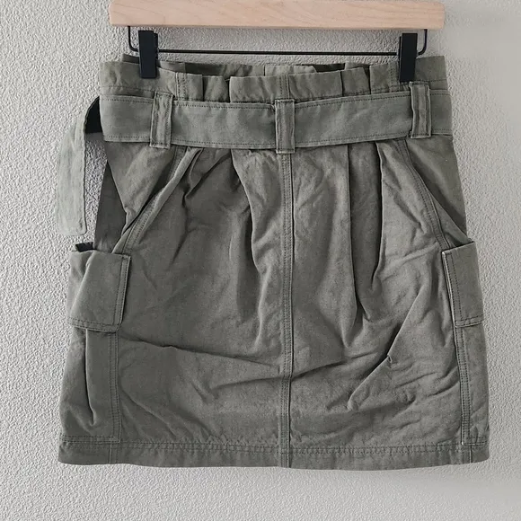 A.L.C. Kai Belted Cargo Mini Skirt Size 8 Army Olive Green Linen Cotton Revolve