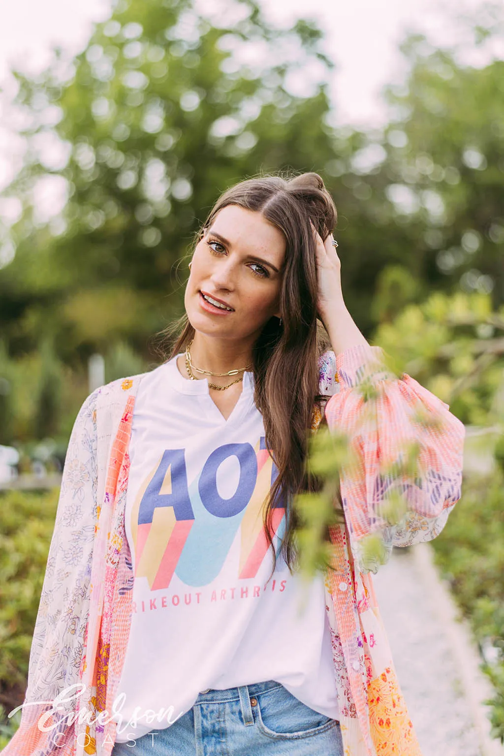 Alpha Omicron Pi Colorful Philanthropy Notch Tee