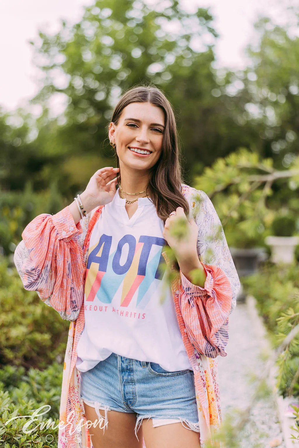Alpha Omicron Pi Colorful Philanthropy Notch Tee