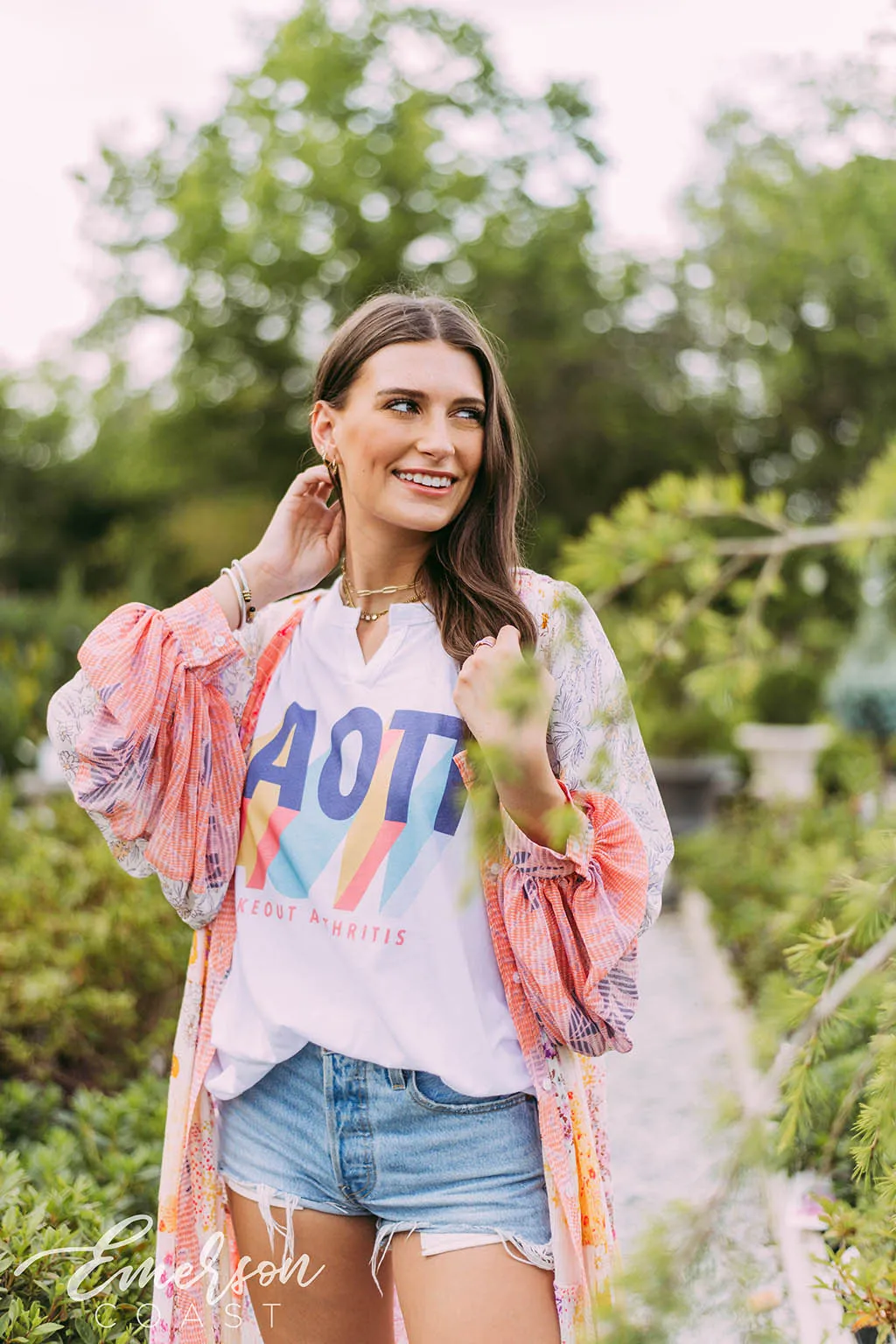 Alpha Omicron Pi Colorful Philanthropy Notch Tee