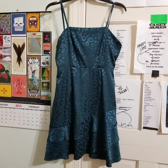 Altar'd State dress Small Bardia leopard cheetah asymmetrical tiered ruffle