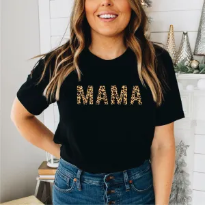 Animal Leopard Print Plain Mama Slogan T-Shirt