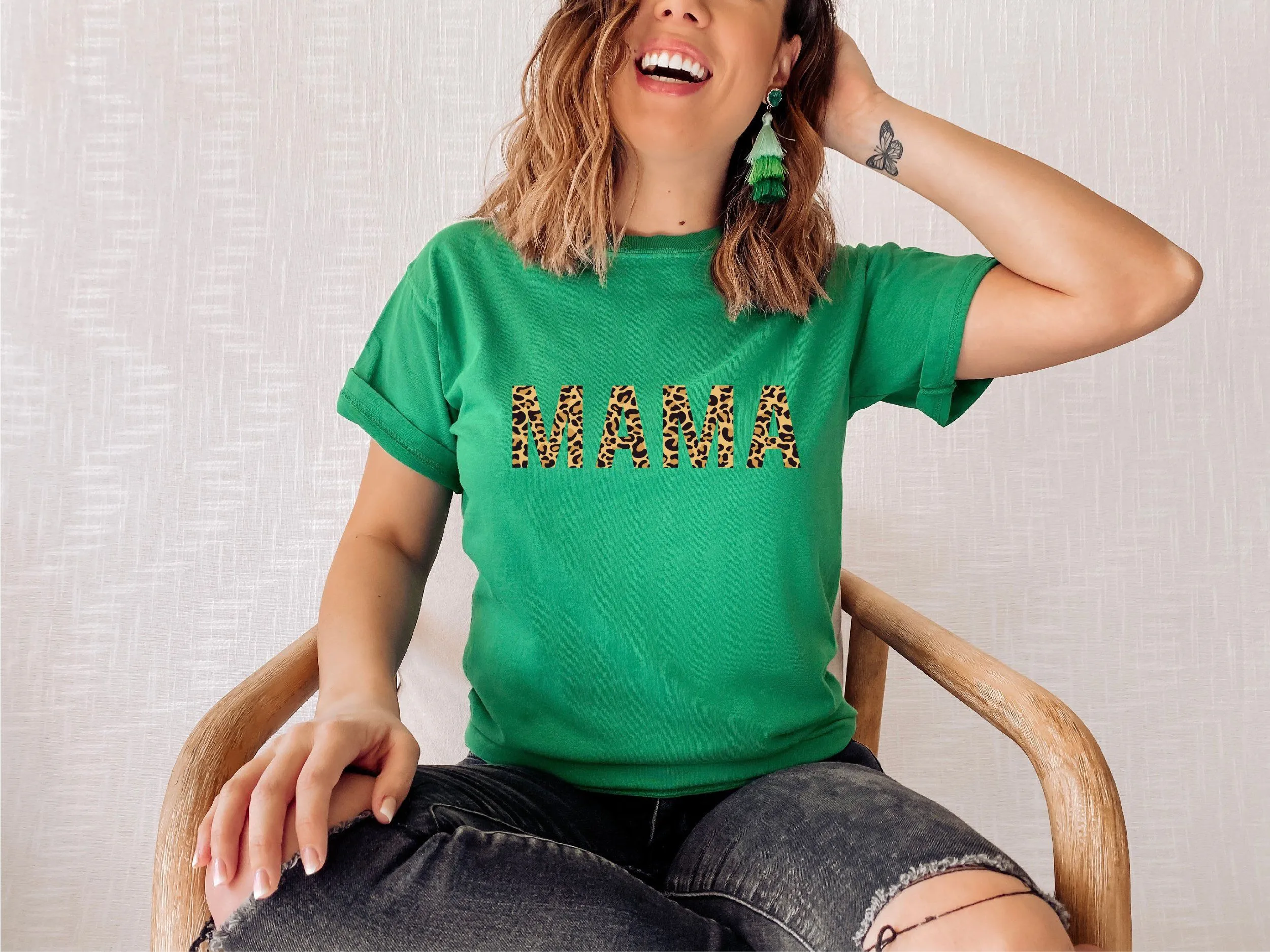 Animal Leopard Print Plain Mama Slogan T-Shirt