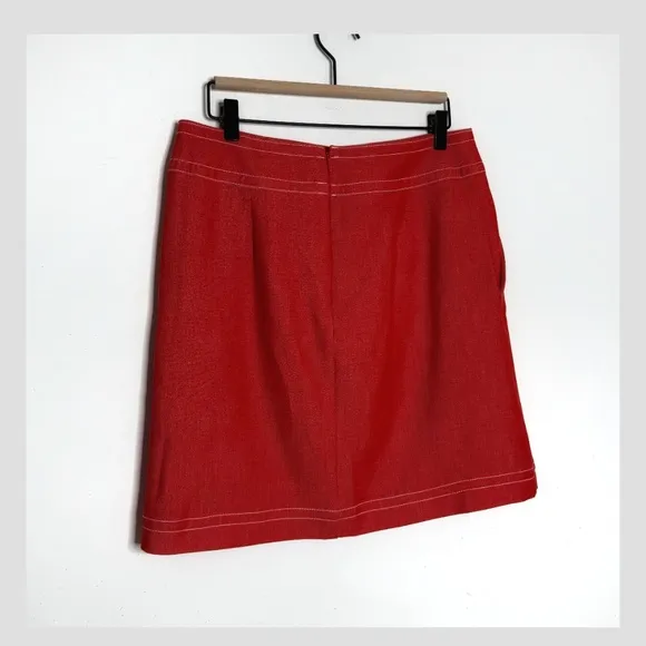 Ann Taylor Petite Skirt A-Line Faux Wrap Mini Skirt Cotton Blend Tie Detail 10P