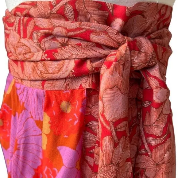 Anthropologie Carolina K Kinsale Floral Wrap Skirt in Red Motif Size M NWT
