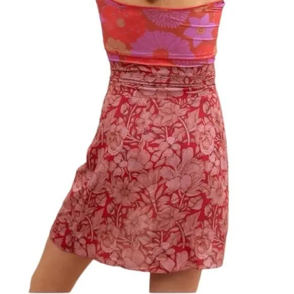 Anthropologie Carolina K Kinsale Floral Wrap Skirt in Red Motif Size M NWT