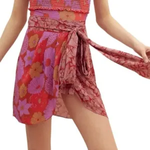 Anthropologie Carolina K Kinsale Floral Wrap Skirt in Red Motif Size M NWT