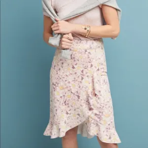 Anthropologie Soft Floral Skye Ruffle Peplum Skirt
