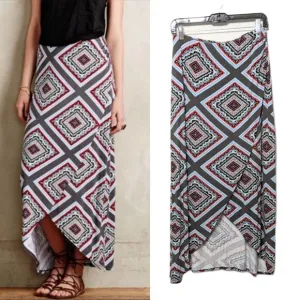 Anthropologie MAEVE Maina Geometric Faux Wrap Midi Skirt S