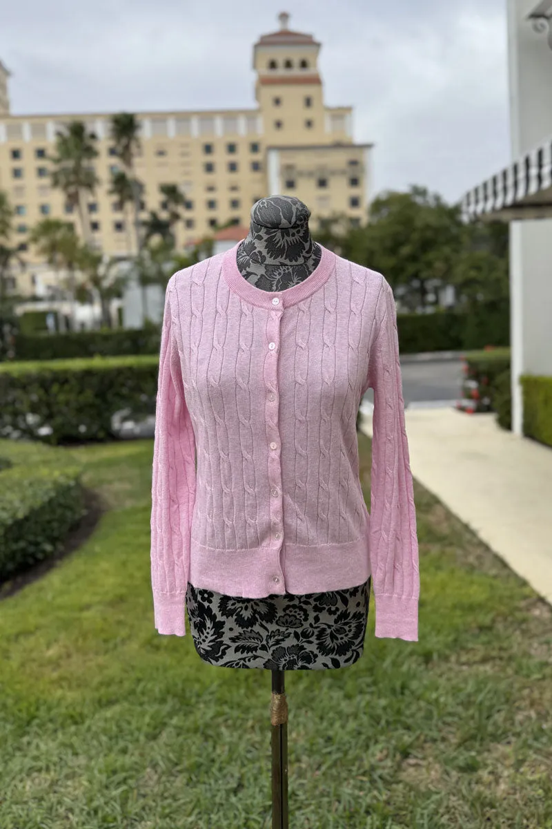 April Cable Sweater in Bermuda Pink