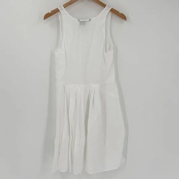 Armani Exchange Sleeveless V-Neck Flared Mini Dress Semi Sheer Women 4 White