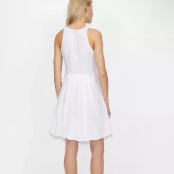 Armani Exchange Sleeveless V-Neck Flared Mini Dress Semi Sheer Women 4 White
