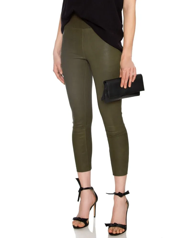 Army High Waisted Capri Leather Legging