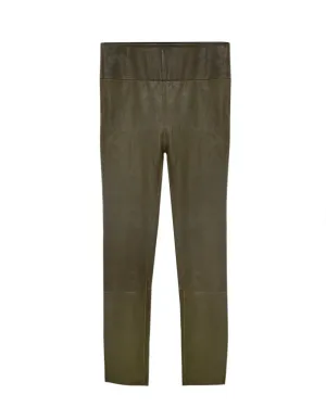 Army High Waisted Capri Leather Legging