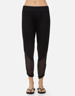 Ascot Shirring Pant w/ Contrast Mesh